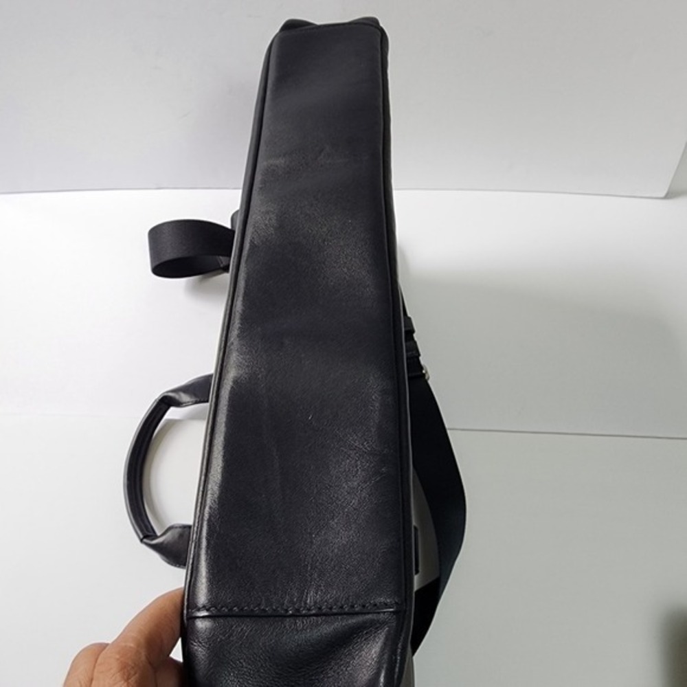Coach Metropolitan Slim Briefcase Grey Black Leather Laptop Bag Messenger - Picture 4 of 14